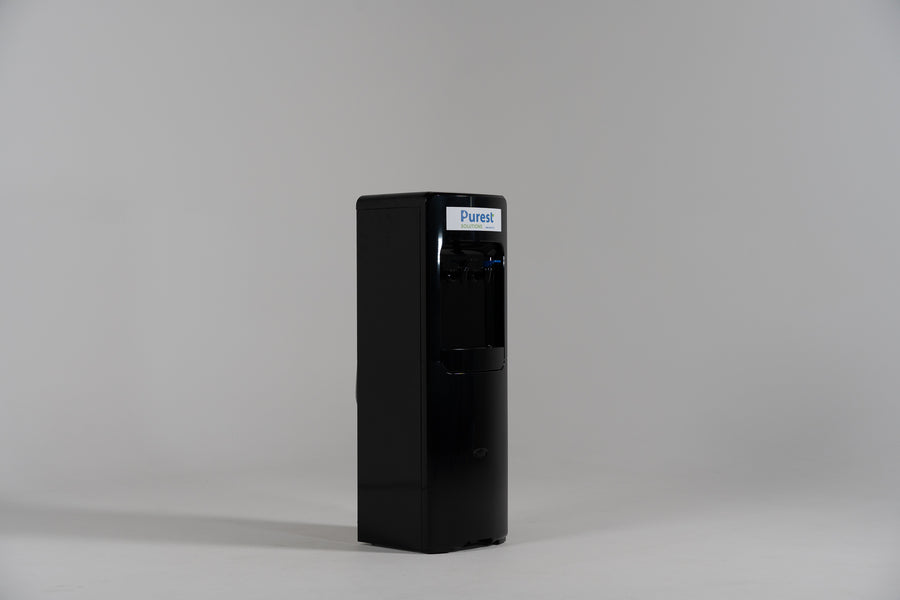 Black plumbed water cooler detail — endless filtered cool and cold water Australia