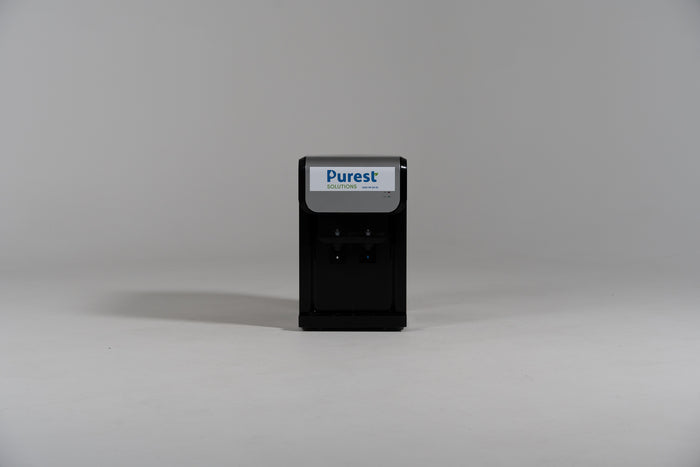 Benchtop plumbed water cooler black cool and cold — Purest Solutions Melbourne