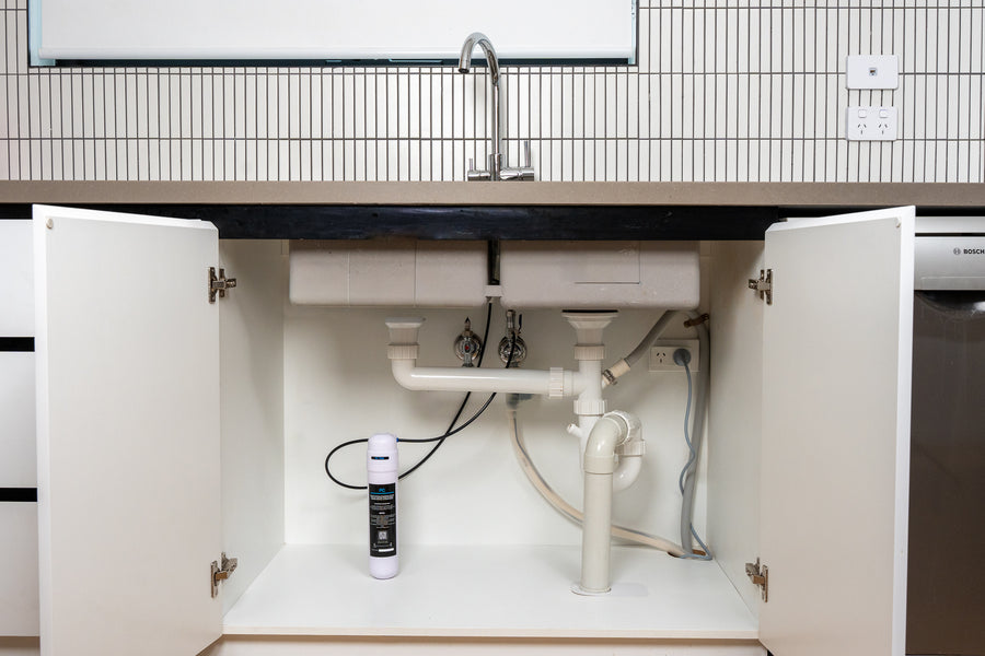 Under-sink filtration unit for filtered tap system — Melbourne installation