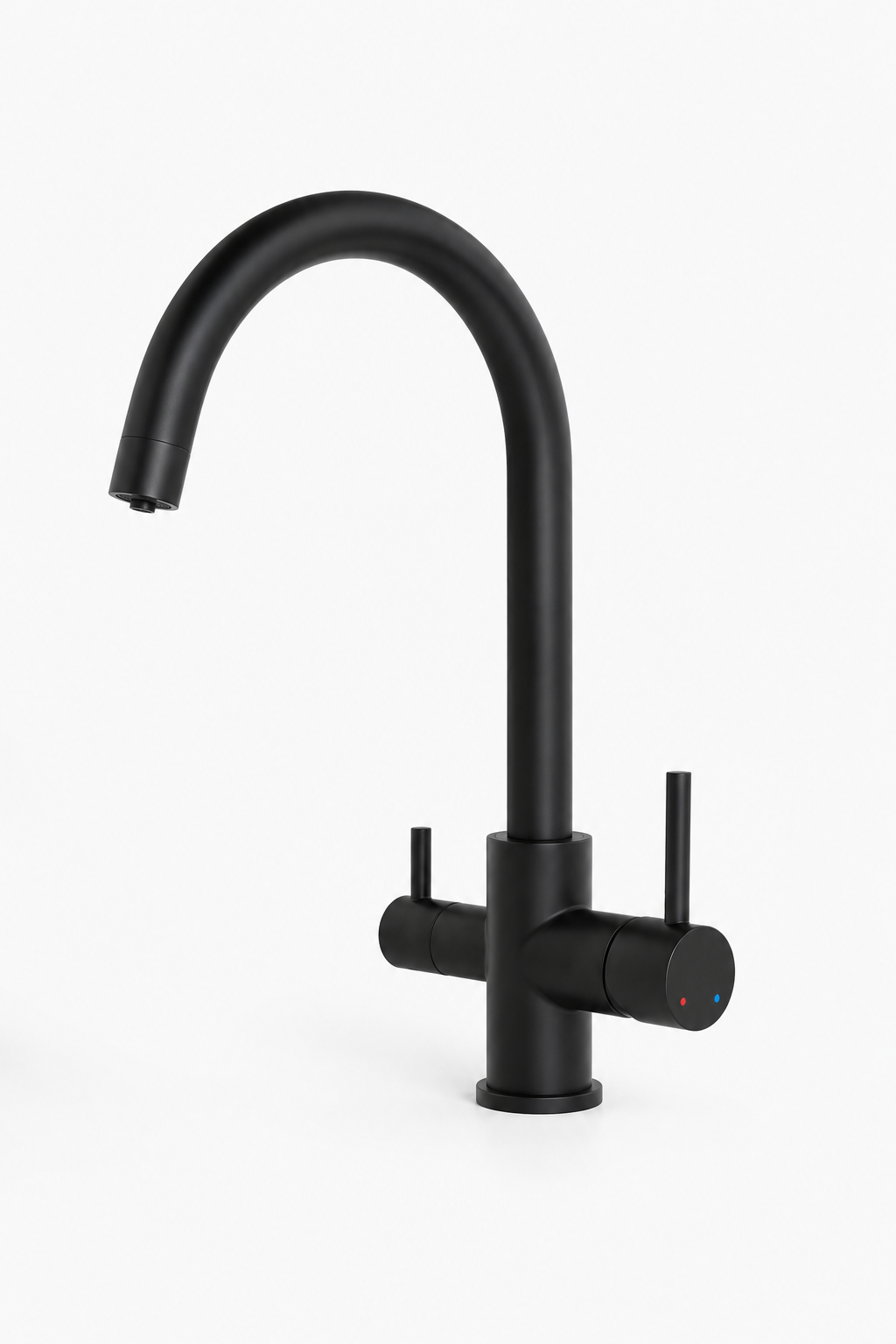 [Matte Black] Matte black filtered tap system — studio angle view