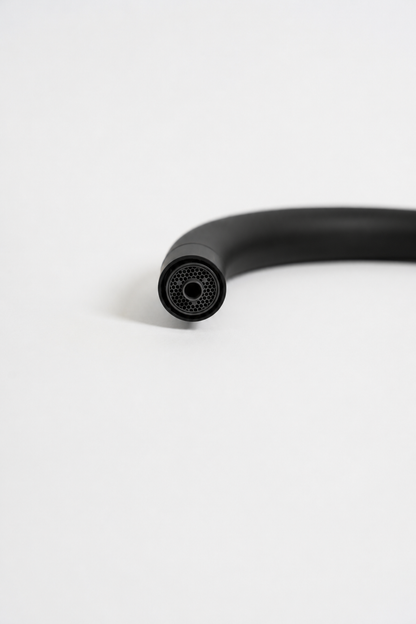 [Matte Black] Matte black filtered tap spout and aerator detail