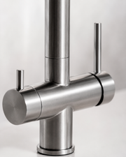 Close-up of the dual lever design on the pull-out filtered mixer tap